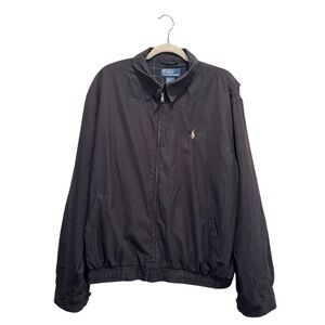 VTG Polo Ralph Lauren Mens Harrington Bomber Jacket Plaid Lined Pony Black XL